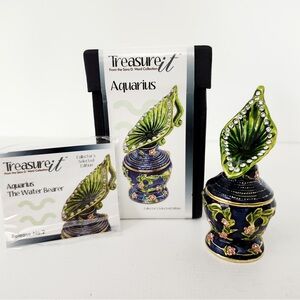 TREASURE IT Sara D. Ward Limited Edition "Aquarius" Zodiac Pill Box/ Trinket Box